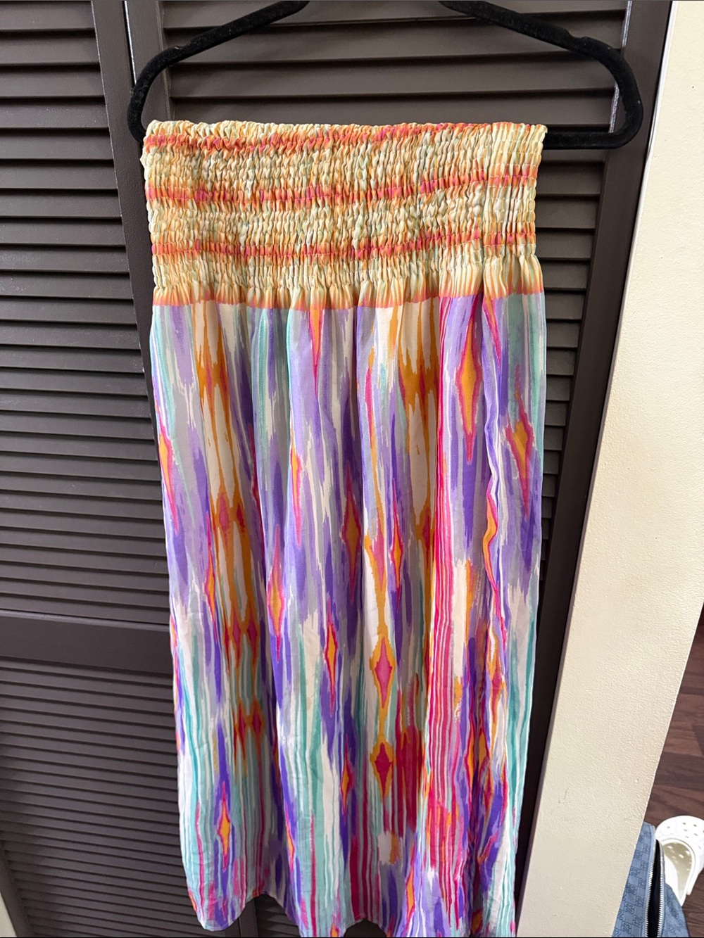 Multicolor Smocked Waist Maxi dress - Purple & Pastel Print